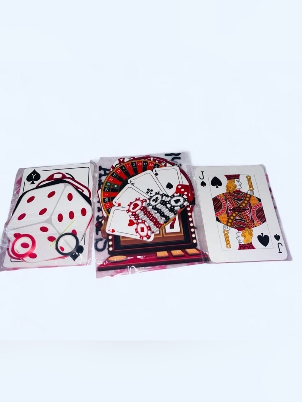 Casino Game Paper Decorations - Red and Black Party Set